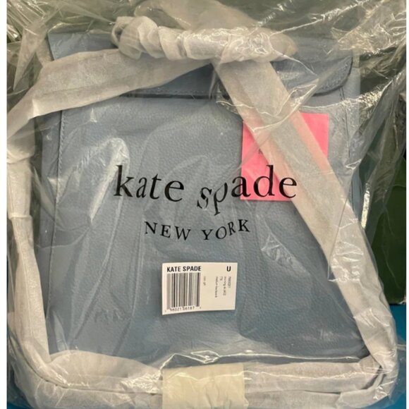 Kate Spade Essential Medium Backpack Blue Leather Turnlock Flap Bag - Picture 3 of 11